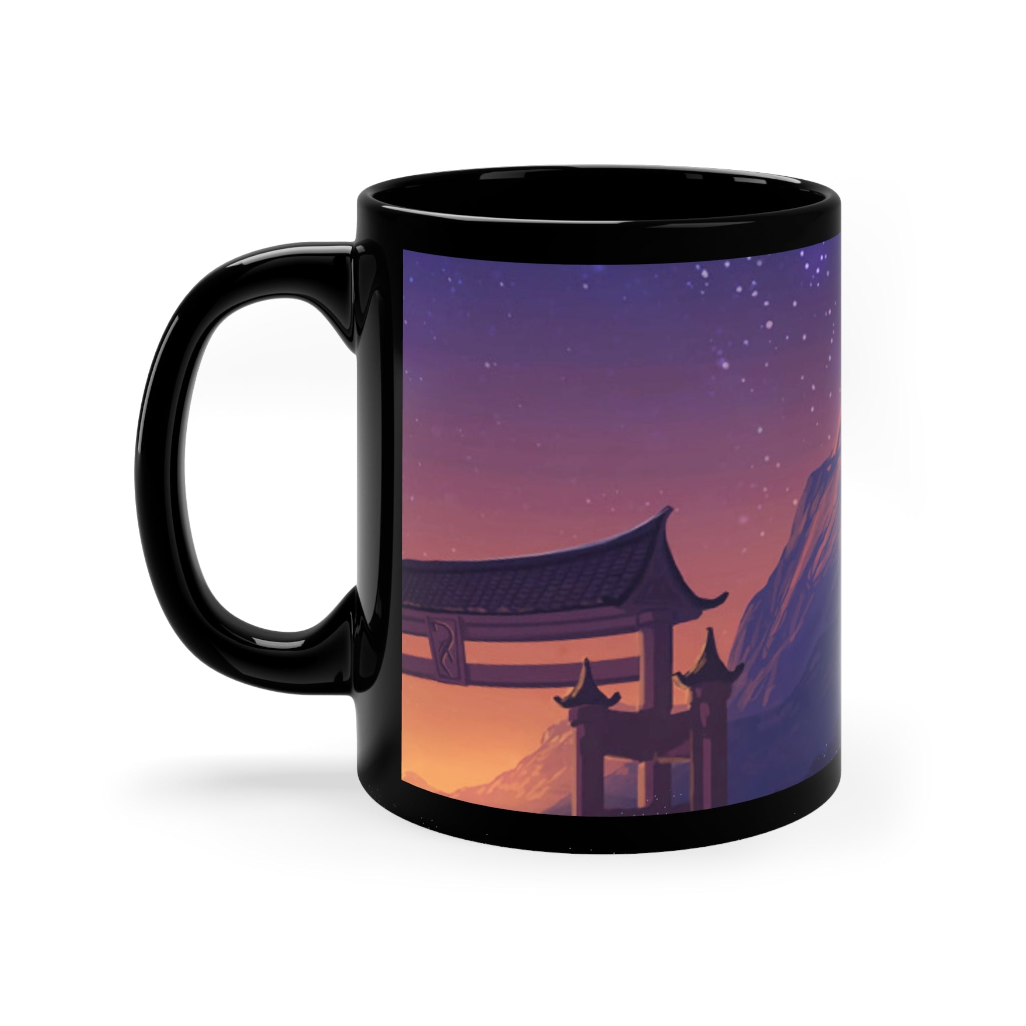 Anime Girl in Space Black Coffee Tea Mug