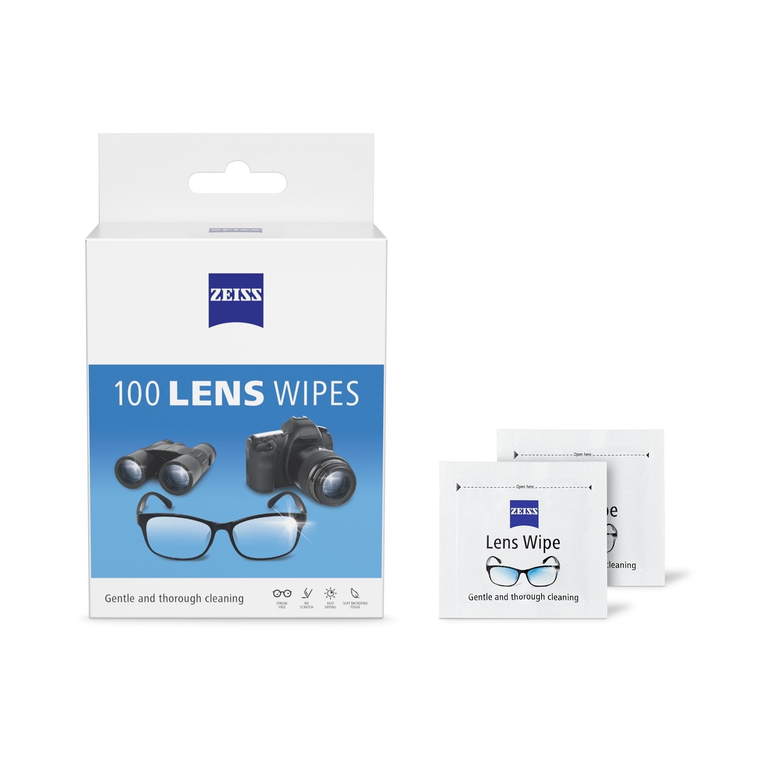 ZEISS Gentle and Thorough Cleaning Eyeglass Lens Cleaner Wipes, 100 Count