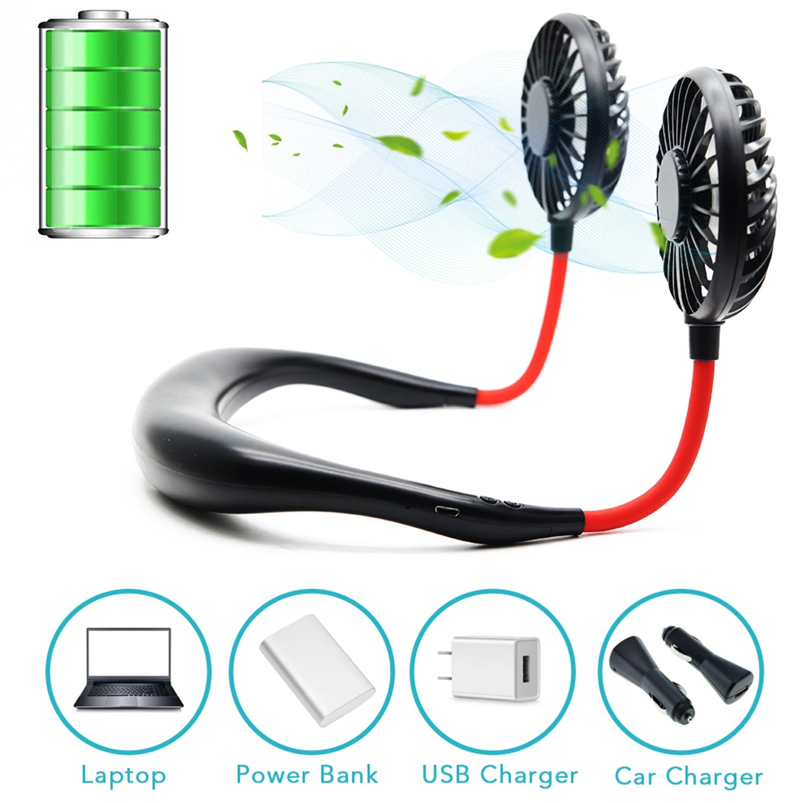 Neck Fan Bladeless Portable Hands Free with 3 Speeds Quiet for Summer