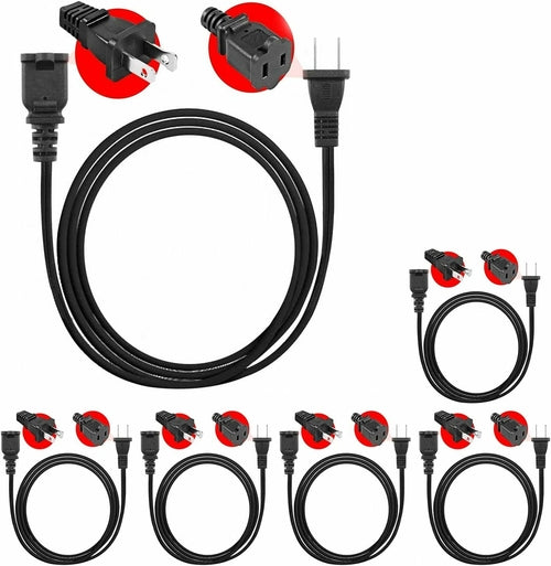 5 Core 2-Prong Male-Female Extension Power Cord Cable, Outlet