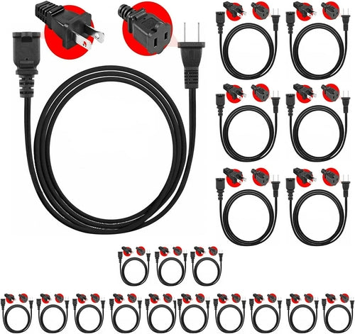 5 Core 2-Prong Male-Female Extension Power Cord Cable, Outlet