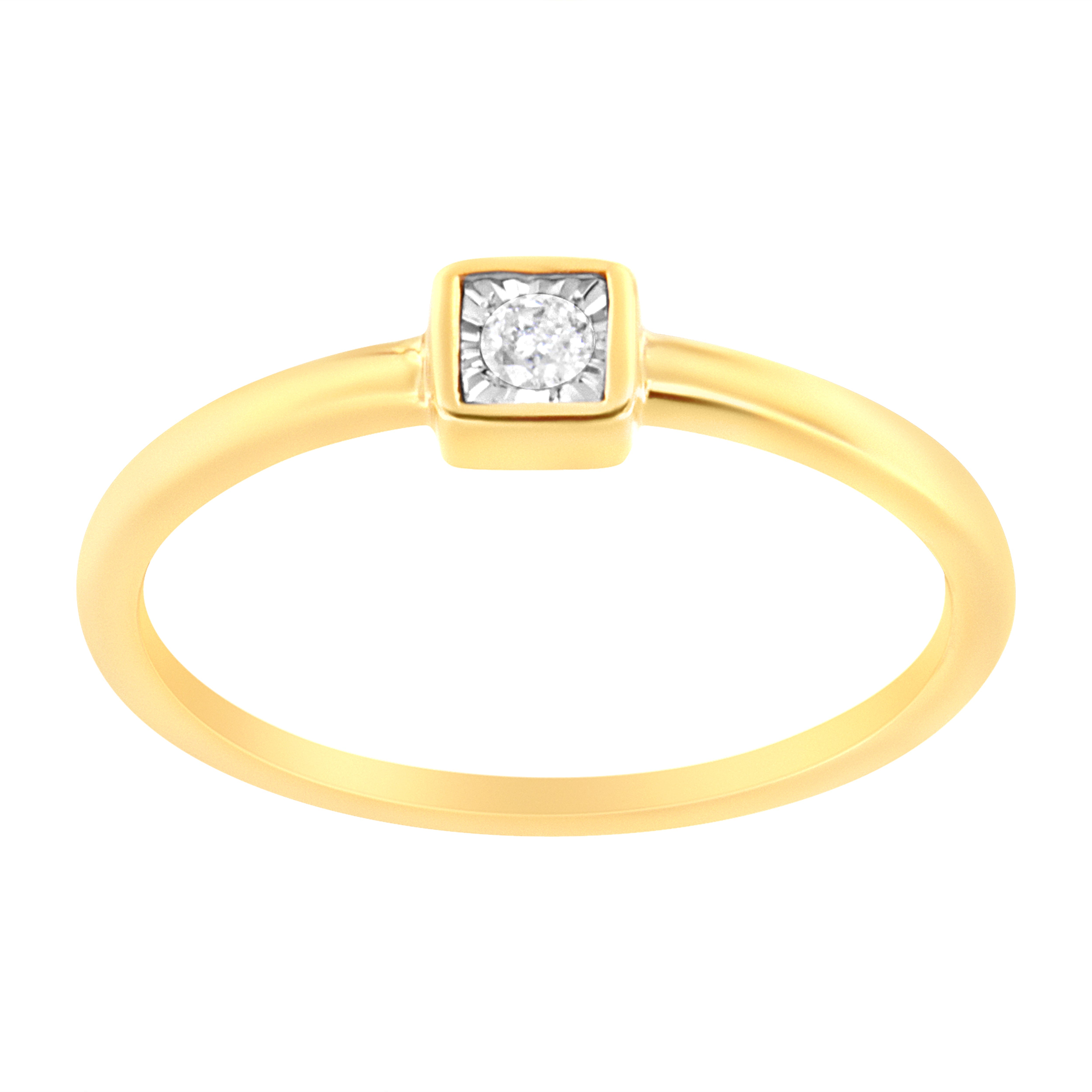 14K Yellow Gold Plated .925 Sterling Silver 1/20 cttw Miracle Set Diamond Promise Ring (J-K Color, I1-I2 Clarity) - Size 6