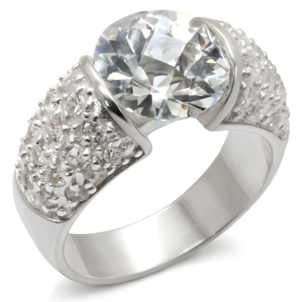 20423 - High-Polished 925 Sterling Silver Ring with AAA Grade CZ  in C