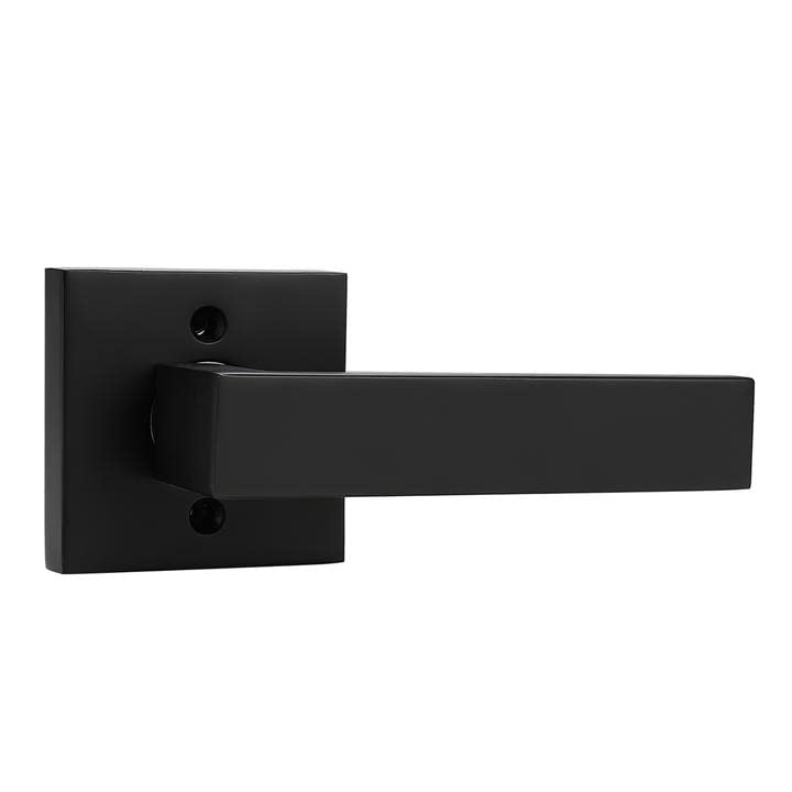 Probrico Non-Turning Half-Dummy Lever in Matte Black, Stainless Steel Square Bar Single Dummy Lever, Heavy Duty Interior Handle for Closet Balcony Pantry or French Doors(Exposed Screws, 1 Pack)