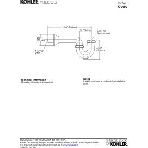 Adjustable P-trap with tubing outlet, 1-1/2" x 1-1/2"