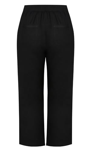 EVANS Women's Plus Size Trouser Linen VISC, Black