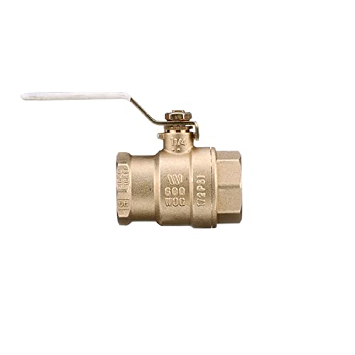 Watts LFFBV-3C-M1 Series 1" Lead-Free 2-Piece Full Port Chrome-Plated Brass Ball Valve with Female Threaded End Connections, Copper Silicon Alloy Body, O-Ring Seal, Steel Handle