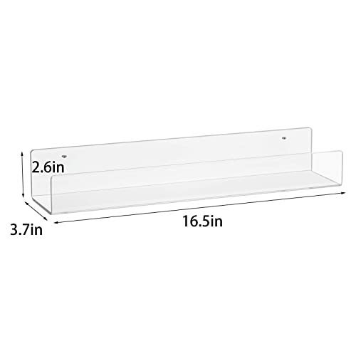 NIUBEE Acrylic Invisible Floating Bookshelf 24 inch,Kids Clear Wall Bookshelves Display Book Shelf,50% Thicker with Screwdriver