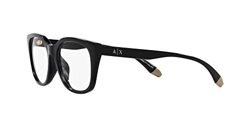 A|X ARMANI EXCHANGE Women's AX3099U Universal Fit Square Prescription Eyewear Frames, Black/Demo Lens, 53 mm