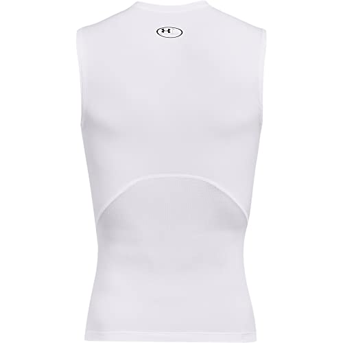 Under Armour Men's Armour HeatGear Compression Sleeveless T-Shirt , White (100)/Black, Large