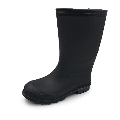 Amoji Boy Rain Boots Girl Rain Boots Kid Rubber Boots Garden Boots Child Wellies Easy On Rainboots Children Waterproof ArmyGreen Size 10-11 Little Kid