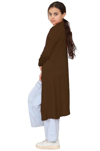 Loxdonz Kids Long Open Front Cardigan Coverup Boyfriend Cardigan Sweater for Girl's Beach Cover ups Kimono Maxi Duster (Royal Blue, 7-8 Years)