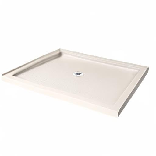 DreamLine SlimLine 32 in. D x 48 in. W x 2 3/4 in. H Center Drain Single Threshold Shower Base in Biscuit, DLT-1132480-22