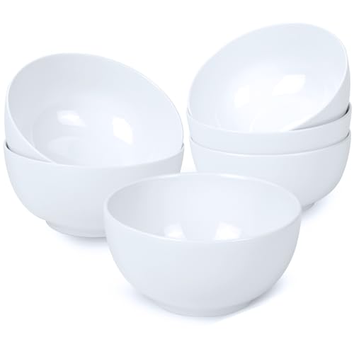 AntoKueh Blue and White Ceramic Bowls Set of 6, 4.7in Small Dessert bowl 10 oz for ice cream, Snack, Porcelain bowl for Dipping, Microwave & oven Safe