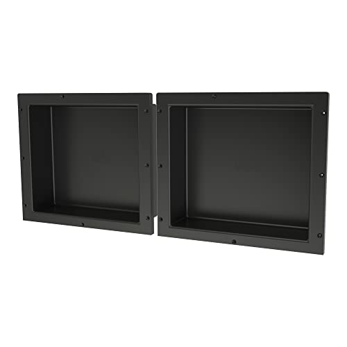 Tile Redi USA RNDH1614S-14 Niche Double Recessed Shower Shelf, Two Shelves, 14" H X 32" W, Black
