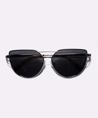 Blackburn Italian-Crafted, Trendy Cat Eye Sunglasses for Men Women in Black, Fashionable Big Black Sun Glasses UV400 Protection