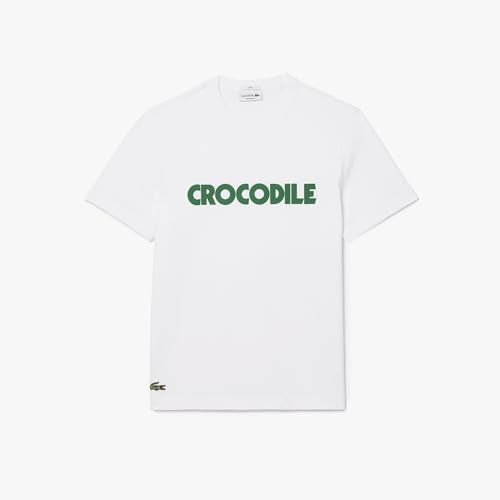 Lacoste Unisex Short Sleeve Relaxed Fit Tee Shirt W/Crocodile Wording, Appalachan Green, XXS