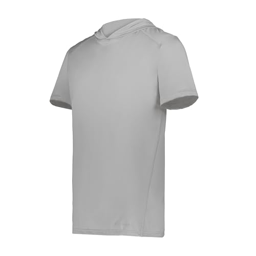 Holloway Men's Powered by Coolcore Short Sleeve Hoodie, Athletic Grey