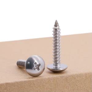 #10 x 1-3/8 (50 pcs) Truss Head Wood Screws, Self Tapping Screws, 304 Stainless Steel 18/8, Mushroom Head, JISB1122T
