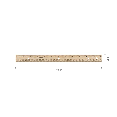 Fiskars Wood Ruler - 12" Straight Edge Ruler for Kids - Back to School Supplies for Students