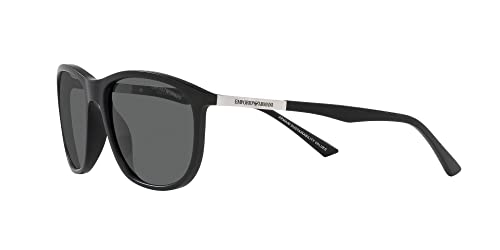 Emporio Armani Men's EA4201 Square Sunglasses, Matte Black/Dark Grey, 58 mm