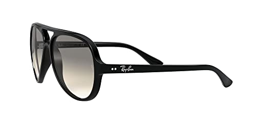 Ray-Ban RB4125 Cats 5000 Aviator Sunglasses, Black/Clear Gradient Grey, 59 mm + 0