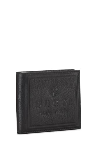 Gucci, Pre-Loved Black Leather Logo Bifold Wallet, Black