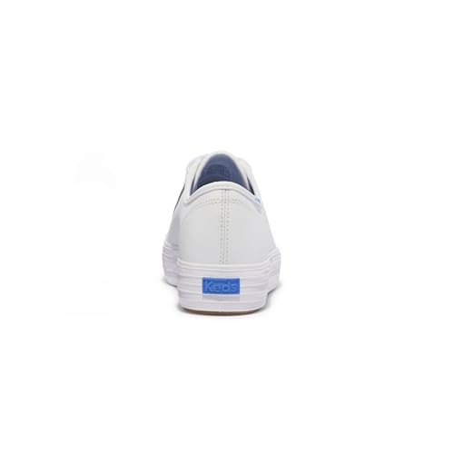 Keds Women's Triple Kick Leather Sneaker, White/Black Bottom Foxing Stripe, 9