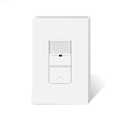 TOPELER Motion Sensor Light Switch, Neutral Wire Required, Single Pole in Wall Occupancy Sensor Switch for CFL/LED/Incandescent Bulb, Screwless Wall Plate Included, White, UL Listed FCC Approved