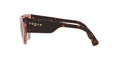 Vogue Eyewear Woman Sunglasses Transparent Pink Frame, Brown Gradient Lenses, 52MM