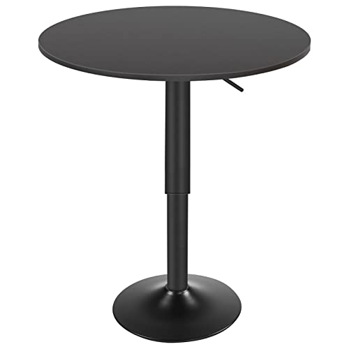 HOOBRO Bar Table, Height-Adjustable Round Pub Table 27-35.4 Inches, Cocktail Table with Sturdy Base, Modern Style, Easy to Assemble, Suitable for Small Space, Black BK58BT01G1