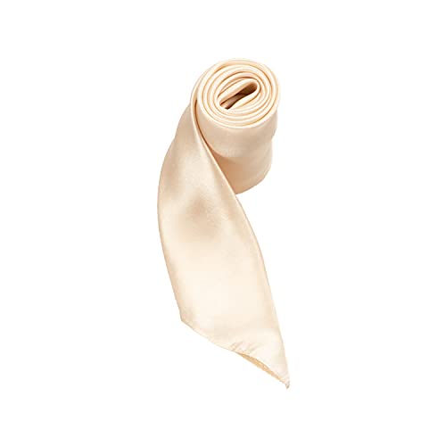 100% Pure Mulberry Silk Scarf for Women 21"Square Satin Head Hair Neck Scarves Luxury Small Lightweight Light Beige Neckerchief