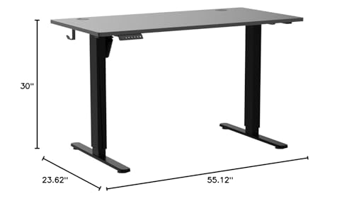 Sweetcrispy Standing Desk Adjustable Height, 55inch Electric Sit Stand up Desk for Home Office, Modern Rising Work Table for Computer Laptop, Gaming Desk Ergonomic Workstation, Black