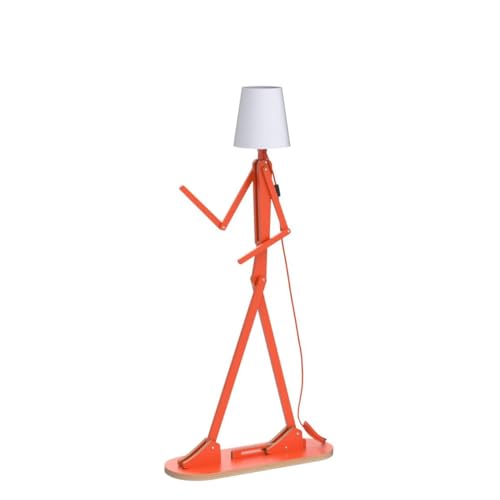 HROOME Cool Creative Floor Lamps Wood Tall Decorative Corner Reading Standing Swing Arm Light for Living Room Bedroom Office Farmhouse Kids Gift Idea- with LED Bulb (Oran Orange)