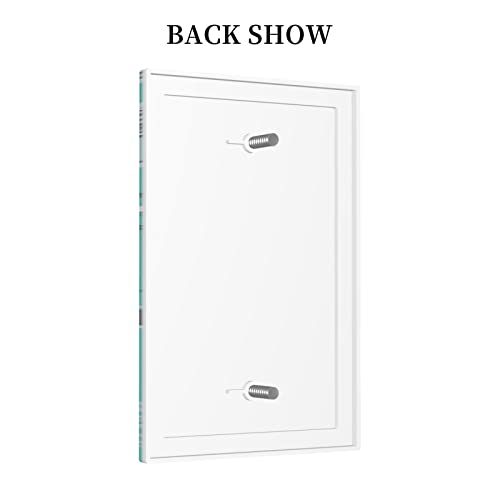 White Grey Wood 4 Gang Quad Rocker/Decor Light Switch Cover Plate Decorative Electrical Faceplate for Bathroom Room Decorate Jumbo Size Screwless 8.3" x 4.6