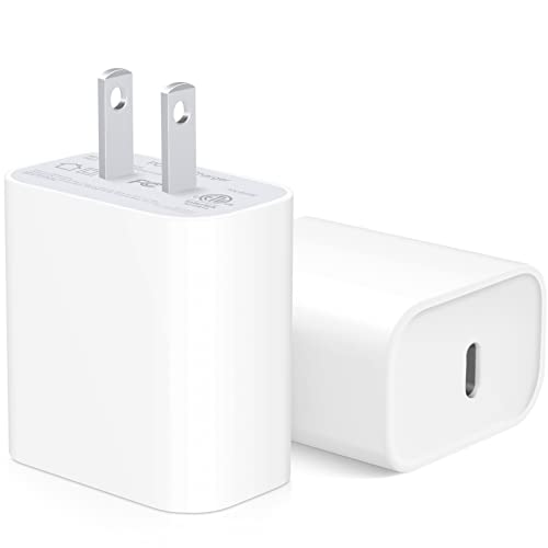 USB C Charger Block [2 Pack] iPhone 16 15 14 13 12 11 Charger Block, Type C Wall Charger 20W PD Power Adapter for iPhone 16/16Pro/16Pro Max/16Plus/15/14/13/12/11, iPad