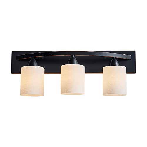 ANJIADENGSHI Bathroom Vanity Light, Modern Black Bathroom Light Fixtures Over Mirror, Wall Sconce Light with with White Glass Shade, 2-Light Bathroom Wall Lamp