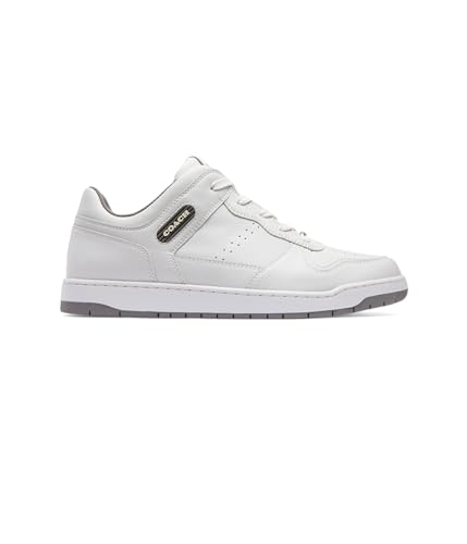 Coach Men's C201 Leather Sneaker, Optic White/Heather Grey, 13