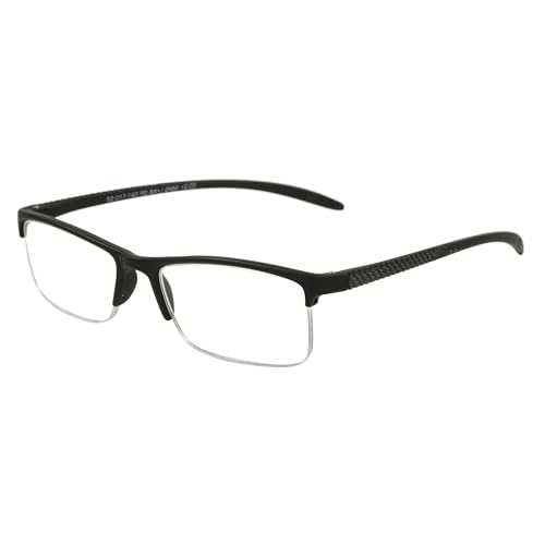 Foster Grant Men's Paolo Square Reading Glasses, Black/Transparent, 59 mm + 1.25