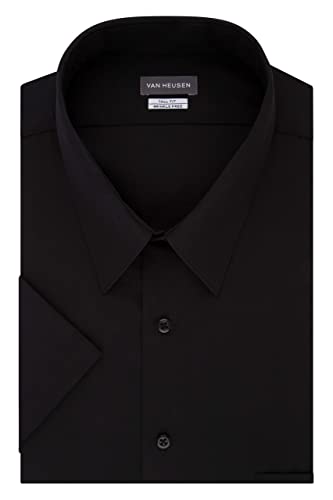 Van Heusen Men's FIT Short Sleeve Dress Shirts Poplin Solid (Big and Tall), Grape