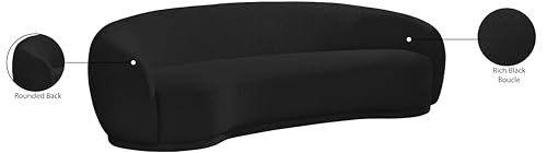 Meridian Furniture 693Black-S Hyde Collection Modern | Contemporary Boucle Fabric Upholstered Sofa, Black, 89.5" W x 38" D x 27.5" H