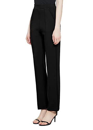 Urban CoCo Women's Yoga Dress Pants Stretchy Casual Slacks Straight Leg Work Pants with Pockets (Wine Red,M)