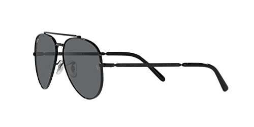 Ray-Ban RB3625 New Aviator Sunglasses, Black/Dark Grey, 55 mm