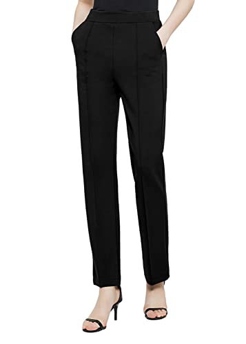 Urban CoCo Women's Yoga Dress Pants Stretchy Casual Slacks Straight Leg Work Pants with Pockets (Wine Red,M)