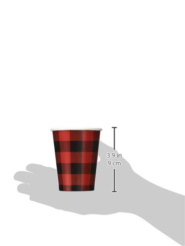 Creative Converting Plaid Paper Cups, 1 Count (Pack of 1), Red & Black