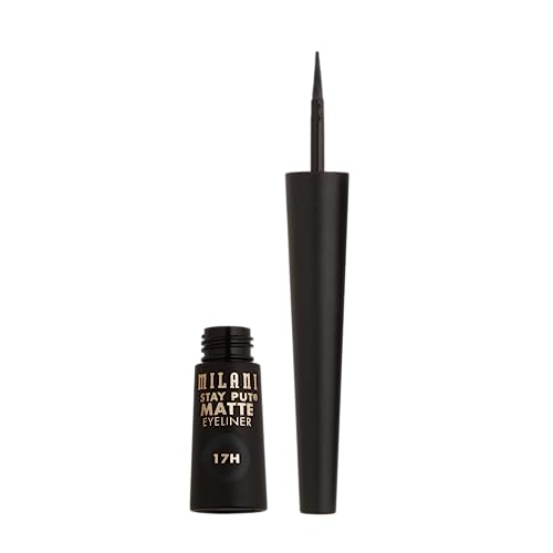 Milani Stay Put Matte 17HR Liquid Eyeliner - Black Matte (0.09 Fl. Oz.) Vegan, Cruelty-Free Liquid Eyeliner - Line & Define Eyes with High Pigment Shades for Long-Lasting Wear