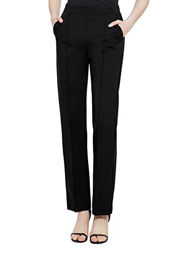 Urban CoCo Women's Yoga Dress Pants Stretchy Casual Slacks Straight Leg Work Pants with Pockets (Wine Red,M)