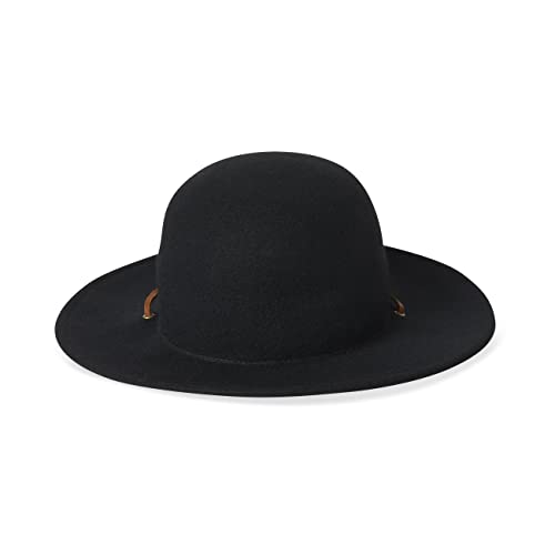 Brixton mens Tiller Wide Brim Felt Fedora Hat Newsie Cap, Black, X-Small US