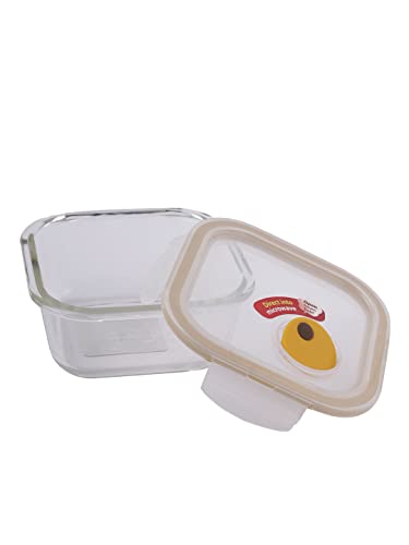 LOCK & LOCK Purely Better Glass Food Storage Container with Steam Vent Lid, Square-17 oz, Color may vary
