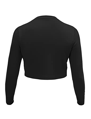U.Vomade Women's Basic Long Sleeve Cardigan Short Sweaters Cropped Open Front Knit Shrugs Red L